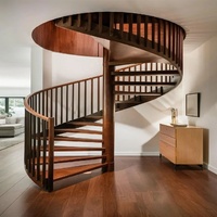Anewson Escalier en spirale moderne en bois massif pour grenier, sous-sol, petit espace, structure métallique durable, montage facile, système d'escalier pour villa