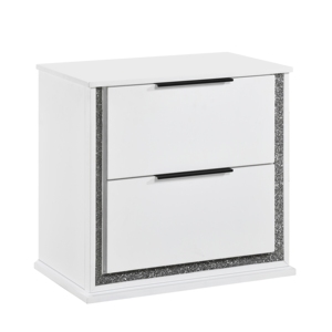 White Finish Nightstand With Two Drawers LED Light 8 Colors Bedroom Furniture Bedside Cabinet - Product Image 3