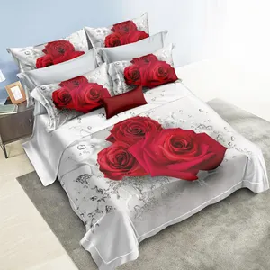 Bestseller Digitaldruck Tröster Bett bezug Set 3D Satin Günstige Bettwäsche Bettlaken Hersteller Luxus Bettwäsche-Sets
