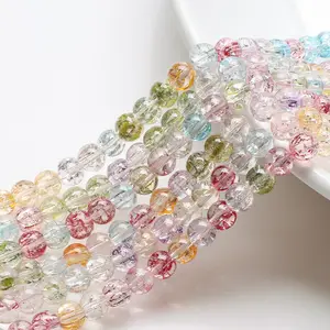 DIY Jewelry Accessories Transparent Cryolite Colorful 8mm Smooth Round Glass Beads For Jewelry Making