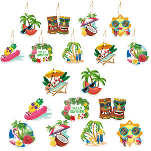 Adornos Decorativos Tropicales de Papel con Temática Hawaiana para Fiestas de Verano en la Playa, Colgantes, Tarjetas y Etiquetas Decorativas - Product Image 1