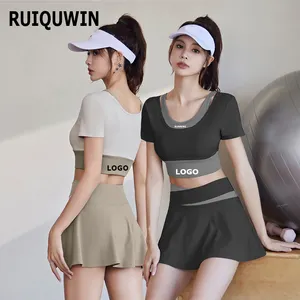RUIQUWIN-Conjunto personalizado de falda de golf para mujer, falda de entrenamiento deportivo para correr, yoga, gimnasio, exterior, Tenis