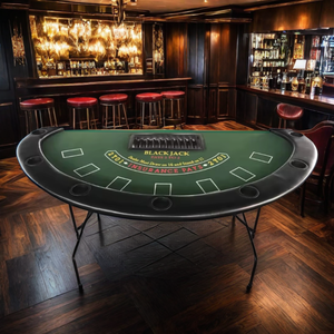 Table de blackjack à jambes pliantes de 84 pouces pour 7 joueurs Petite table de <span class=keywords><strong>poker</strong></span> demi-ronde - Product Image 3