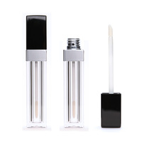 Vente en gros de tubes de gloss à lèvres personnalisés, tubes transparents mats roses et noirs, flacons de gloss à lèvres, impression sur écran, emballage de marque privée