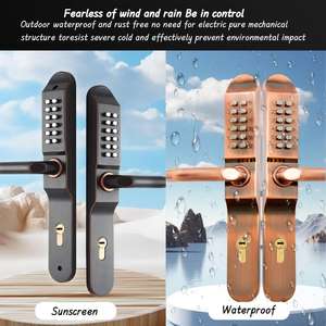 Serrure <span class=keywords><strong>de</strong></span> <span class=keywords><strong>porte</strong></span> en alliage <span class=keywords><strong>d</strong></span>'aluminium <span class=keywords><strong>de</strong></span> troisième génération, nouvelle version améliorée, avec entrée sans clé mécanique et poignée <span class=keywords><strong>de</strong></span> verrouillage, pour cour. - Product Image 3