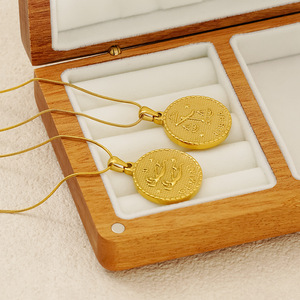 Pendentif PFT style vintage en acier inoxydable, <span class=keywords><strong>signe</strong></span> <span class=keywords><strong>du</strong></span> zodiaque, chaîne serpent plaquée or 18 carats, unisexe, cadeau de fête haut de gamme - Product Image 4