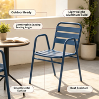 Chaise d'extérieur empilable en aluminium, chaise de salle à manger avec structure métallique résistante aux intempéries pour patio, jardin, balcon, bord de piscine, cour arrière