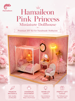 Hamaileon Kit de Chambre Miniature Rose Élégante en Bois, Puzzle 3D avec Lumière LED Chaude, Décoration Romantique pour Chambre à Coucher, Cadeau Maison Miniature
