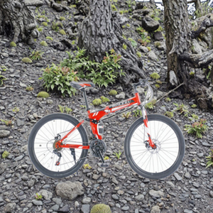 20-24-26-Zoll Tragbares Faltbares Mountainbike Soft-Tail Kohlenstoffstahl Aluminiumlegierung Rahmen 27-Gang Rückfederung Stoßdämpfung - Product Image 4