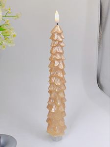 Bougie <span class=keywords><strong>LED</strong></span> en forme d'arbre, à piles, avec flamme vacillante, en spirale, sans flamme, pour la décoration de table de Noël ou de mariage - Product Image 2