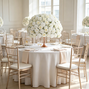Factory Customize 80cm Flower Ball White Rose Artificial Flowers Centerpieces for Wedding <b>Table</b> <b>Decoration</b> - Product Image 1