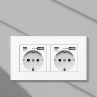 Delviz Prise électrique murale standard UE, interface de charge double 1A 1C, port d'alimentation USB 5V 2A, prise de charge rapide 18W Type C