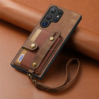 Funda de Cuero Lisa para Teléfono Móvil con Diseño Inteligente, Agarre Lateral y Correa para Samsung S24 Ultra