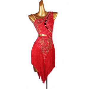 Professional Ballroom Dance Competition Performance Suit Diamond <strong>Tassled</strong> <strong>Dress</strong> 100% Polyester Digital Print New Real Shot - Product Image 2