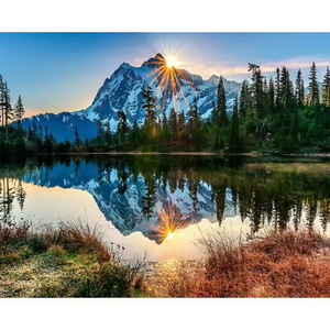 Snow Mountain DIY Pintura por números Kits Estilo clásico Pintura <span class=keywords><strong>de</strong></span> paisaje sobre lienzo Diseño impreso - Product Image 1