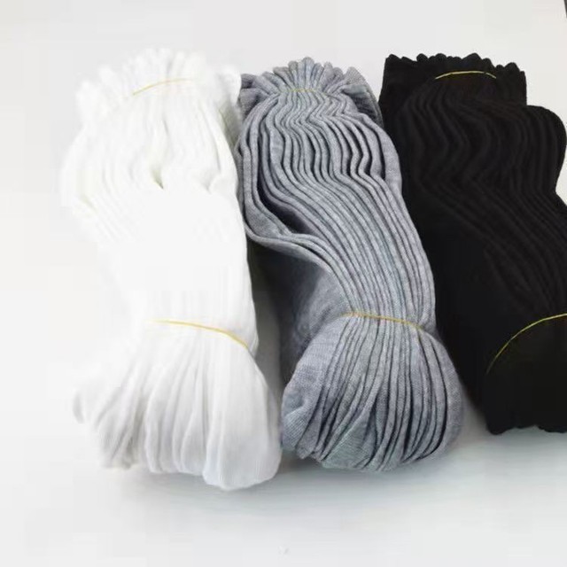 Disposable Invisible Sweat-absorbing Black White and Gray Mid-calf Casual Socks Unisex Summer Polyester Cotton Wholesale Price