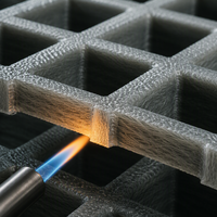 Grille de protection en FRP ignifuge, conforme à la norme ASTM E84 Classe 1 |   Couverture de tranchée pour centrale électrique avec service de découpe