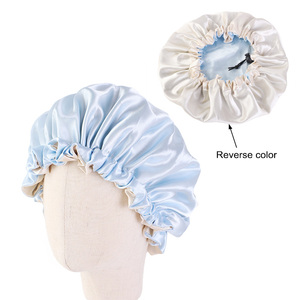 Custom Logo Hot Style Sleep Cap Soft Satin Hair <strong>Bonnet</strong> Double Layers Kid Satin <strong>Bonnet</strong> With Drawstring K-16 - Product Image 6