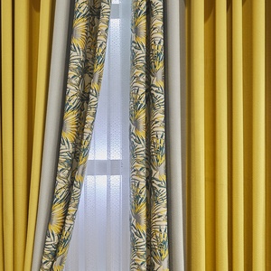 Nuovo stile di lusso floreale Country Jacquard tenda casa Ready Made <span class=keywords><strong>tende</strong></span> per la camera da letto soggiorno in giallo <span class=keywords><strong>e</strong></span> <span class=keywords><strong>blu</strong></span> - Product Image 2