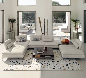 Escenario de Rochburg francés italiano antes y después de mover el poste Villa Apartamento grande Sofá de cuero profundo para sentarse ancho - Product Image 2