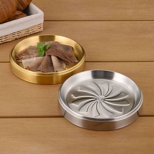 Logo personnalisé Plateau buffet isolé épais en acier inoxydable 304 Plaque de préparation en métal empilable écologique pour barbecue pour le stockage - Product Image 4