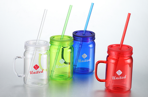 Gobelet en verre Mason en acrylique écologique, vaisselle en plastique avec couvercle et paille, gobelets jetables fabriqués au Vietnam - Product Image 2