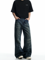 Pantalon en jean décontracté et tendance, style vintage, plissé, à volants, texture fourrure de chat, respirant, pour le printemps, l'été et l'automne