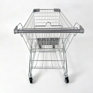 Carrito de Compras Estilo Asiático, Carrito de Supermercado de Acero, Resistente, con 4 Ruedas, Cesta de Compras para Tiendas Minoristas y Centros Comerciales - Product Image 2