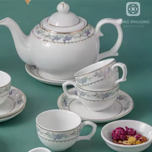 Service à thé cadeau en porcelaine de qualité supérieure-Design ovale élégant avec motif floral | OEM & Manufacturer Direct - Product Image 4