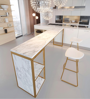 Table de bar et chaises de style nordique minimaliste moderne pour salon, table de bar de luxe légère avec cloison