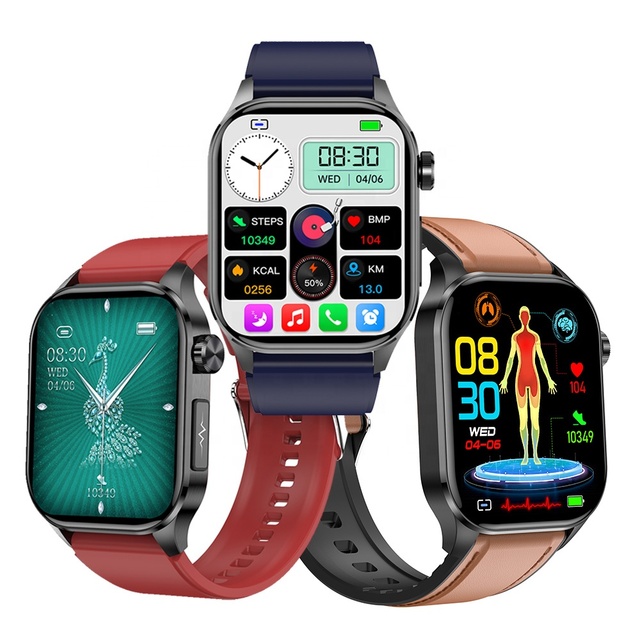 AMOLED Screen ET580 Smartwatch BT SOS Call Phone Sleep Fitness ECG Blood Composition Health Monitoring Smart Watch ET580
