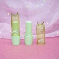 Tubos de Lápiz Labial Cosmético Vacíos, Sin Pedido Mínimo, Listos para Enviar, Diseño de Gato de Té Verde de Dibujos Animados, Color Rosa Bonito, 12.1mm, Tubo de Lápiz Labial Bonito en Stock
