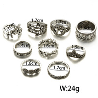Set di Anelli Punk Trendy Hip Hop in Argento Thailandese Retrò 2021, Croce Cuore di Corvo Aperta, Personalizzati e Semplici per Coppie Uomo e Donna