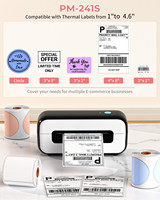 Printer Label Termal Nirkabel Portabel Phomemo PM246S, Printer Label Waybill Termal, Mini Impresora Portatil