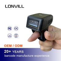 LONVILL USB filaire BT sans fil Finger Wearable 2d Qr Code Reader Manual Keystroke Ring Barcode Scanner
