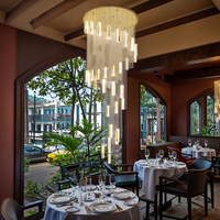 Villa hall d'entrée luxe grand lustre LED en cristal lampe vague forme pendentif lumière personnalité pour Villa escalier hôtel