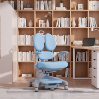 Chaise d'étude ergonomique moderne en plastique pour enfants, avec double soutien dorsal, repose-pieds et hauteur réglable pour la maison, l'école et la chambre.