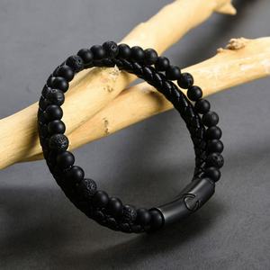 Pulsera de Cuero Genuino y Piedra Volcánica de Alta Calidad al por Mayor - Product Image 6