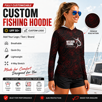 Kaos Mancing Wanita Lengan Panjang Custom UPF 50 Perlindungan UV Sublimasi Hoodie Pelindung Matahari