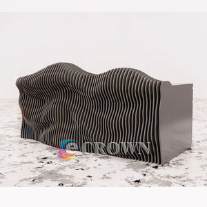 Showcase Cashier Luxury <strong>Store</strong> <strong>Swiss</strong> Curved Design Table Wooden Desk With Straight Leg Reception Creative Stand Design OEM - Product Image 2