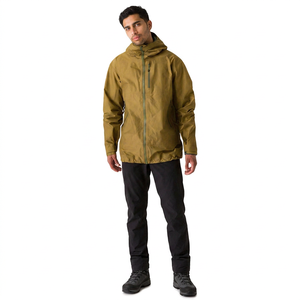<b>Men's</b> <b>Lightweight</b> Windproof Hooded Canvas Stand <b>Rain</b> <b>Jacket</b> Custom Vintage Windbreaker Outdoor Hiking Autumn Front Logo Zipper - Product Image 1