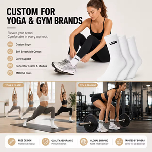Échantillon Gratuit Chaussettes de Sport Blanches Personnalisées de Qualité Luxe avec Lettres Brodées sur le Bas – Chaussettes de Gym Personnalisables - Product Image 2