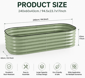Kit per Aiuole Rialzate in Acciaio Zincato e Verniciato <span class=keywords><strong>a</strong></span> Polvere, Resistente, con Fori di Drenaggio, Ecologico per Coltivazione Domestica di Verdure ed Erbe - Product Image 1