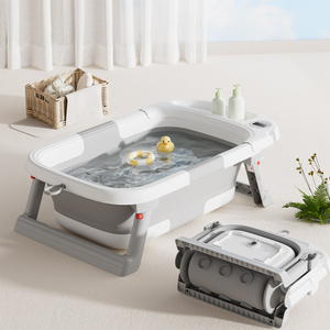 SUNNUO Nouvelle <span class=keywords><strong>baignoire</strong></span> <span class=keywords><strong>pliable</strong></span> portable pour bébé <span class=keywords><strong>avec</strong></span> affichage de la température de l'eau, antidérapante et stable <span class=keywords><strong>avec</strong></span> <span class=keywords><strong>coussin</strong></span> doux - Product Image 2