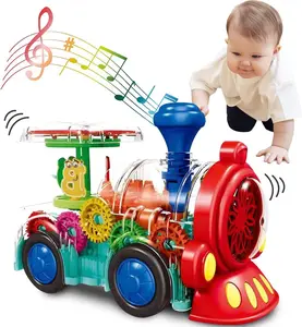 EPT Brinquedo barato para crianças com luzes musicais e engrenagens elétricas universais transparente