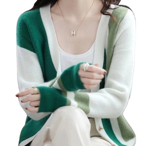 Design femmes col en V Cardigan rayé couleur-bloc tricots femmes <span class=keywords><strong>pull</strong></span> - Product Image 4