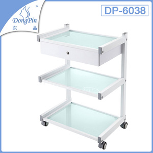 Carrito de Salón 58.7x41.4x81cm con Estante de Vidrio Templado y Ruedas para Uso en Salones de Belleza, Peluquería y Uñas - Product Image 5