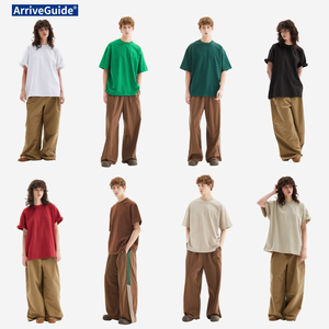 T-shirt in Cotone Pesante 340gsm a Maglia Solida Vestibilità Regolare di Tendenza, Neutra per Meme Virali e Design Grafico Personalizzato, Streetwear Unisex - Product Image 2