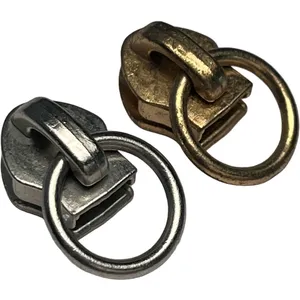 Kẽm bạc hoặc hợp kim vàng dây kéo thanh trượt O Ring puller cho nylon dây kéo