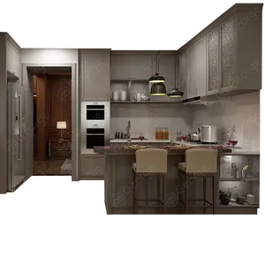 Lemari Dapur Dalam Ruangan Australia Cokelat Panggangan Gas Disesuaikan Dapur Luar Ruangan